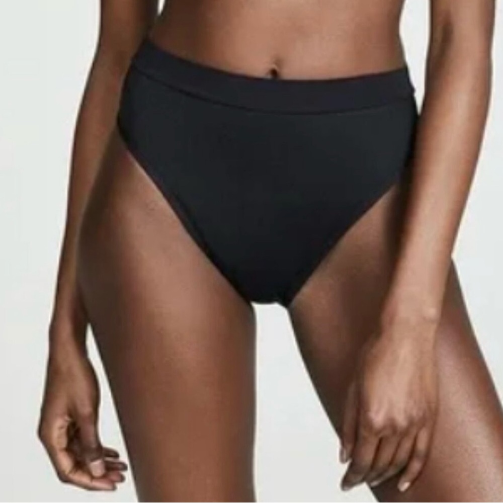 L*Space Ribbed Frenchi Bikini Bottom Bitsy Black Small New With Tag High Waisted